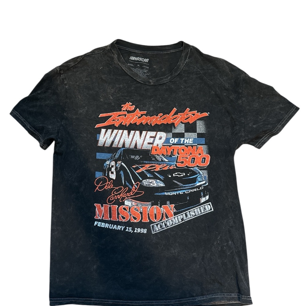 Vintage NASCAR Dale Earnhardt Daytona 500 Winner T-Shirt L Black Acid Wash